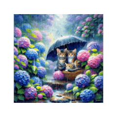 雨とネコ/桜と紫陽花②