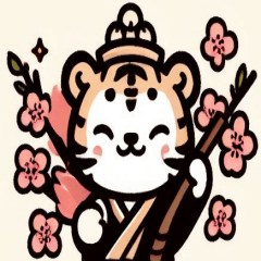 Cherry blossoms and cute tiger