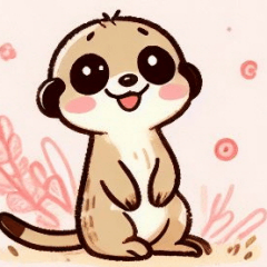 Cherry blossoms and cute Meerkat