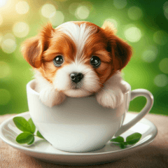cute dog in a cup