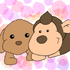 monkey monchi and toy poodle pair