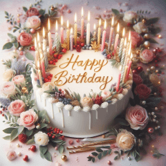Kue ulang tahun dan kembang api