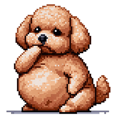 Pixel art fat toy poodle brown red