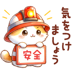 Disaster prevention stickers by cats