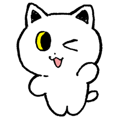 Loose white cat's daily life Sticker