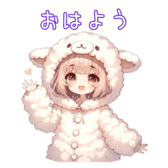 A girl wearing a sheep costume