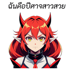 Beautiful red-haired demon girl