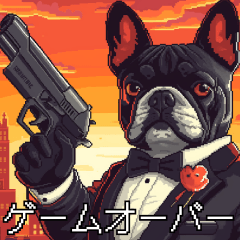 Dog painted with pixels