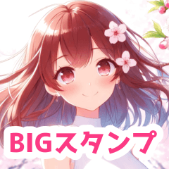 Cherry blossoms and girl BIG sticker