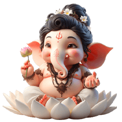 Cute Merit Ganesha (Big Sticker) V.2