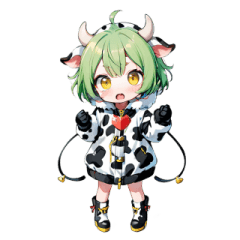 girl in cow pattern costume