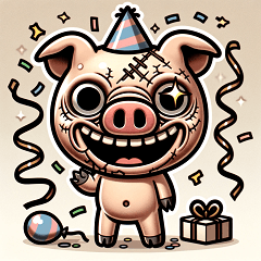 creepy pig sticker 001