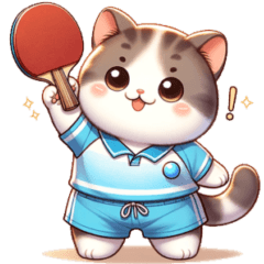 The cat which likes table tennis