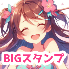 BIG sticker of a girl in sakura swimsuit