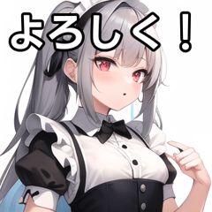 silver-haired maid girl