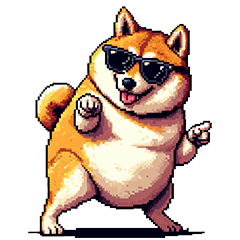 Pixel art playboy fat shiba dog