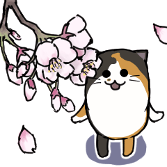 Move!cat with dead eyes in spring. – LINE stickers | LINE STORE