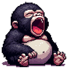 Pixel art chubby gorilla