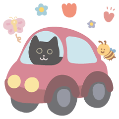Black silly cat (large sticker)