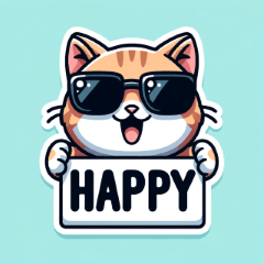 Stiker Emosi Kucing Berkacamata
