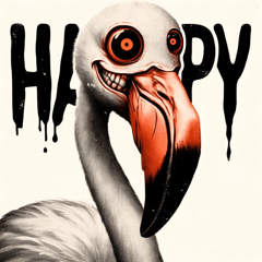 creepy flamingo sticker 001