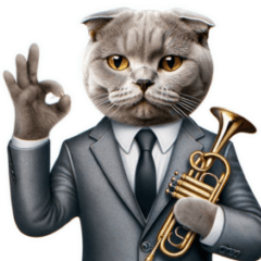 A trumpet and cat