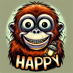 creepy orangutan sticker 001