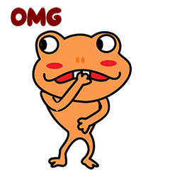 Orange Frog with rabbit teeth