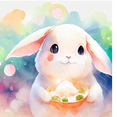 Rabbit watercolor heartwarming sticker