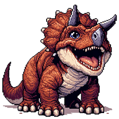 Pixel art triceratops dinosaur
