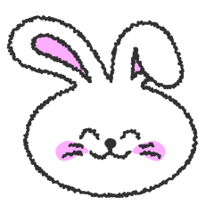 A rabbit emoticon with pink ears