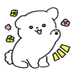 White dog reacting in Kansai dialect