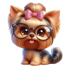 Cute Choke Yorkshire Terrier Dog 3D THAI