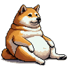 Pixel art negative fat shiba dog
