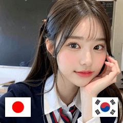 JP KR 귀여운 한국 교복 소녀