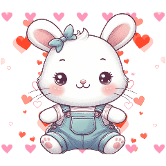 The little rabbit in jeans overalls