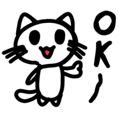 Healing white cat sticker01