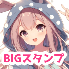 BIG sticker of a girl in a rabbit hoodie