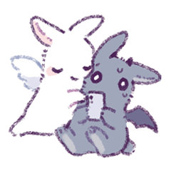 angel rabbit and evil rabbit – LINE貼圖 | LINE STORE