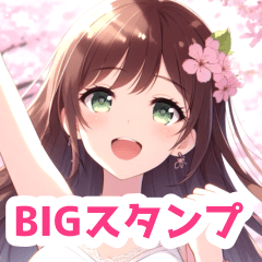 Cherry blossoms and girl BIG sticker 3