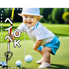 baby playing golf