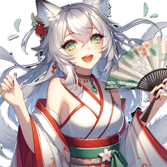 A beautiful demon fox wearing a kimono_1