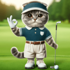 The cat which golf likes