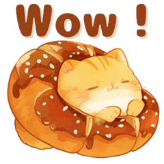可愛らしい猫と面白いパンのスタンプ