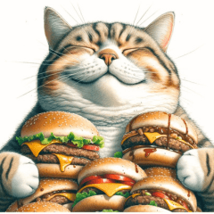 Glutton Cat! Burger Heaven!!