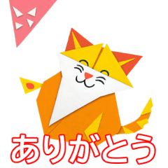 様々な行動の猫の折り紙風イラスト