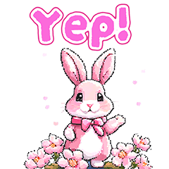 Saudações e respostas do coelho rosa