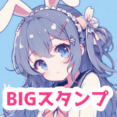 Melancholy rabbit girl BIG sticker
