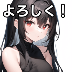 black long hair girl sticker