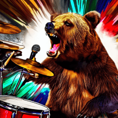 Music loving bear